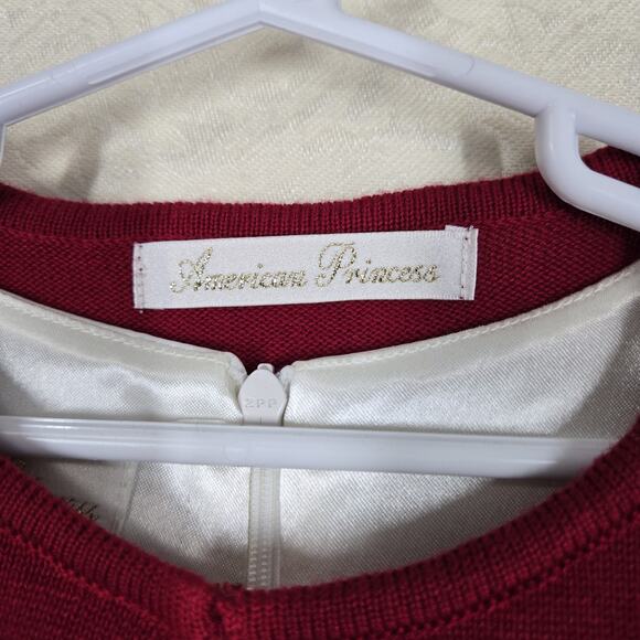 American Princess Dress Cardigan Set sz 7 White Red Green Holiday Ribbon Accents - Picture 11 of 15